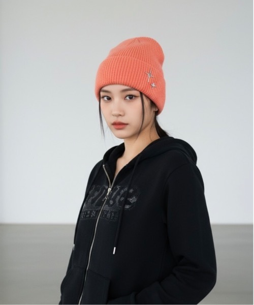 Burner（バーナー）の「【OKUOKU　0909】ワンポイント　カラーニット帽 　oku-bosi-6（ニットキャップ/ビーニー・レディース・グリーン系その他/サーモンピンク/パープル系その他/ホワイト系その他/ブラウン系その他/チャコールグレー/ブラック系その他・FREE）」の7枚目の写真