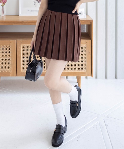 clear（クリア）の「ニットプリーツミニスカート(セット可)[着回し力抜群 ガーリー]（スカート・レディース・アイボリー/ブラック/杢グレー/ブラウン・F）」の21枚目の写真