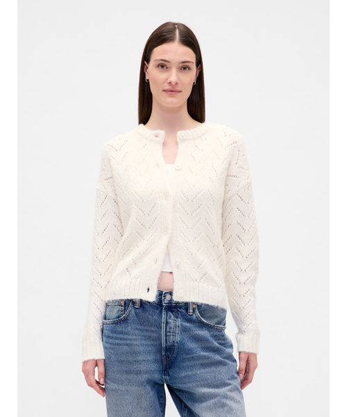 GAP(ギャップ)の「ふわもこ ポインテール カーディガン(カーディガン/ボレロ・レディース・ベージュ/ブラック・S/M/XXS/XS/L/XL)」の2枚目の写真