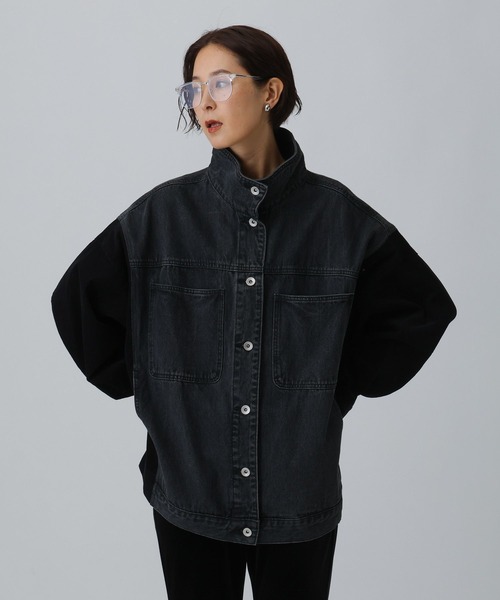 試着のみ　レプシィム　ドッキングデニムカバーオール　ブラック ドッキングデニムカバーオール 582417（カバーオール）｜LEPSIM