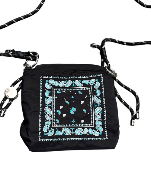 Port(ポート)の「巾着タイプ ペイズリー 刺繍 ショルダー バッグ(ショルダーバッグ・メンズ・ベージュ/ピンク/ブラック/オフホワイト・FREE)」の2枚目の写真