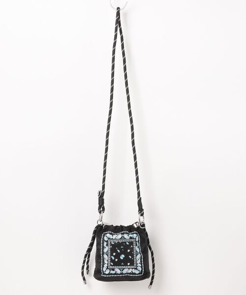 Port(ポート)の「巾着タイプ ペイズリー 刺繍 ショルダー バッグ(ショルダーバッグ・メンズ・ベージュ/ピンク/ブラック/オフホワイト・FREE)」の5枚目の写真