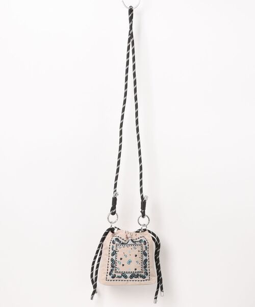 Port(ポート)の「巾着タイプ ペイズリー 刺繍 ショルダー バッグ(ショルダーバッグ・メンズ・ベージュ/ピンク/ブラック/オフホワイト・FREE)」の6枚目の写真