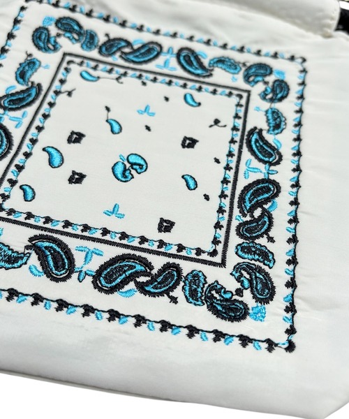 Port(ポート)の「巾着タイプ ペイズリー 刺繍 ショルダー バッグ(ショルダーバッグ・メンズ・ベージュ/ピンク/ブラック/オフホワイト・FREE)」の9枚目の写真