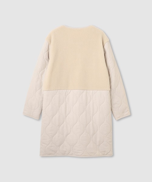 NAVY(ネイビー)の「nAvy グラムス ボア キルティング切替ノーカラー 中綿ロングコート【軽量 撥水加工 手洗いOK】(ノーカラーコート・レディース・ベージュ/カーキ/ブラック/オフホワイト・M/L)」の18枚目の写真