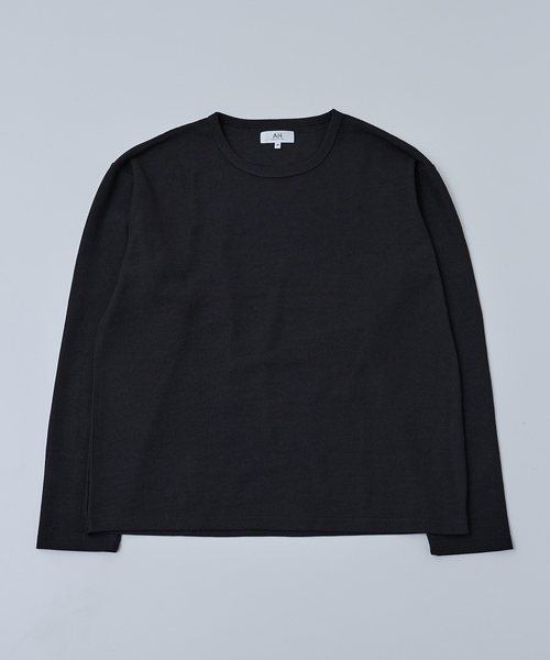 AH ABAHOUSE（エーエイチアバハウス）の「MODERN KANOKO CREW NECK LONG SLEEVE T-SHIRT / モダン カノコ クルーネック ロングスリーブTシャツ（Tシャツ/カットソー・メンズ・グレイッシュベージュ/ホワイト/ブラック・46/48/44）」の8枚目の写真