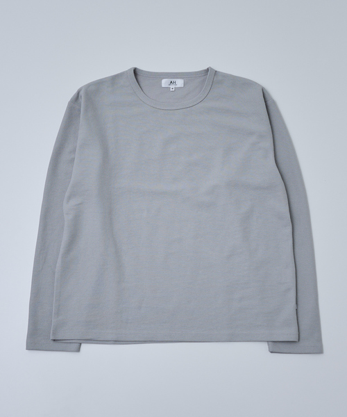 AH ABAHOUSE（エーエイチアバハウス）の「MODERN KANOKO CREW NECK LONG SLEEVE T-SHIRT / モダン カノコ クルーネック ロングスリーブTシャツ（Tシャツ/カットソー・メンズ・グレイッシュベージュ/ホワイト/ブラック・46/48/44）」の9枚目の写真