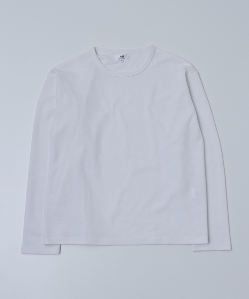 AH ABAHOUSE（エーエイチアバハウス）の「MODERN KANOKO CREW NECK LONG SLEEVE T-SHIRT / モダン カノコ クルーネック ロングスリーブTシャツ（Tシャツ/カットソー・メンズ・グレイッシュベージュ/ホワイト/ブラック・46/48/44）」の14枚目の写真