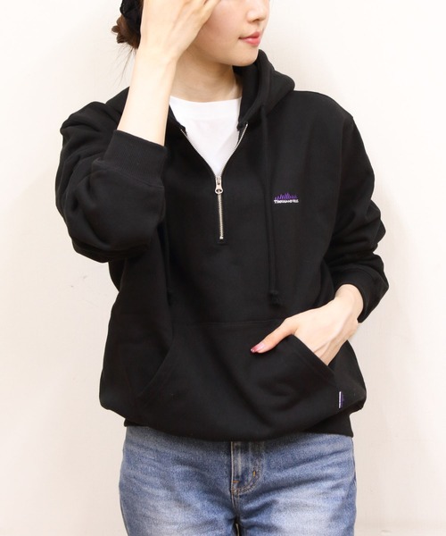 THOUSAND MILE（サウザンドマイル）の「THOUSAND MILE/サウザンドマイル　ハーフジップパーカー　HALF ZIP PARKER（パーカー・メンズ・ベージュ/ブラック/チャコールグレー・L/S/M）」の6枚目の写真