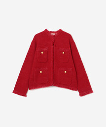 FRAY I.D ツイード　ノーカラージャケット　ニットカーディガン　春物 FRAY I.D ツイード ノーカラージャケット ニットカーディガン