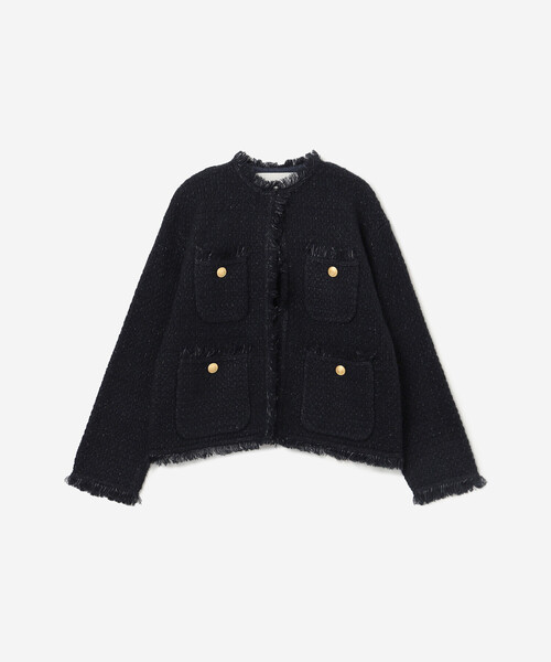 ADAWAS（アダワズ）の「ADAWAS | 〈別注〉ツイードニット ジャケット WOMEN（カーディガン/ボレロ・レディース・レッド/ネイビー・ONE）」の3枚目の写真