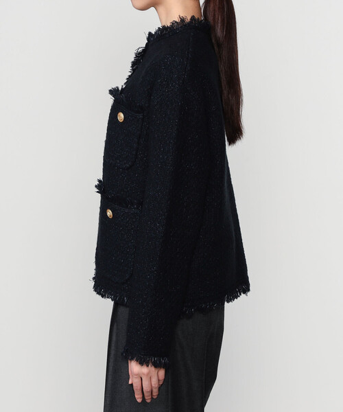 ADAWAS（アダワズ）の「ADAWAS | 〈別注〉ツイードニット ジャケット WOMEN（カーディガン/ボレロ・レディース・レッド/ネイビー・ONE）」の13枚目の写真