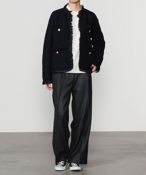 ADAWAS（アダワズ）の「ADAWAS | 〈別注〉ツイードニット ジャケット WOMEN（カーディガン/ボレロ・レディース・レッド/ネイビー・ONE）」の17枚目の写真