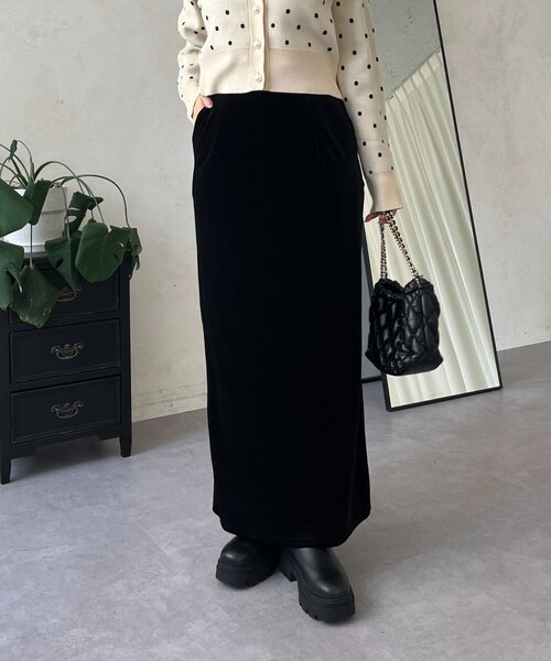 prose verse（プロズヴェール）の「ストレッチベロアナロースカート（スカート・レディース・ブラック・MEDIUM/LARGE/PM/PL/TM/TL）」の10枚目の写真