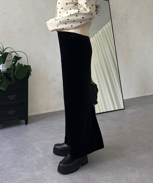 prose verse（プロズヴェール）の「ストレッチベロアナロースカート（スカート・レディース・ブラック・MEDIUM/LARGE/PM/PL/TM/TL）」の11枚目の写真