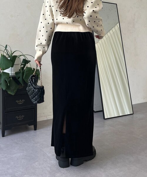 prose verse（プロズヴェール）の「ストレッチベロアナロースカート（スカート・レディース・ブラック・MEDIUM/LARGE/PM/PL/TM/TL）」の12枚目の写真