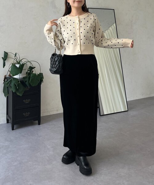 prose verse（プロズヴェール）の「ストレッチベロアナロースカート（スカート・レディース・ブラック・MEDIUM/LARGE/PM/PL/TM/TL）」の15枚目の写真