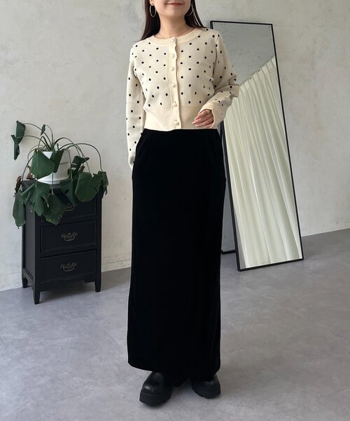 prose verse（プロズヴェール）の「ストレッチベロアナロースカート（スカート・レディース・ブラック・MEDIUM/LARGE/PM/PL/TM/TL）」の16枚目の写真