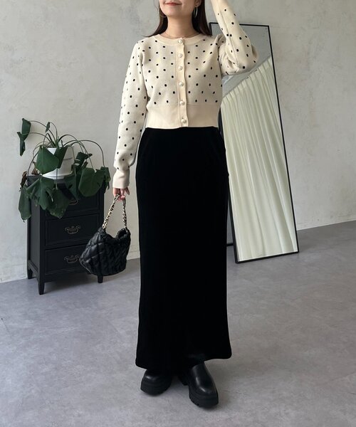 prose verse（プロズヴェール）の「ストレッチベロアナロースカート（スカート・レディース・ブラック・MEDIUM/LARGE/PM/PL/TM/TL）」の17枚目の写真