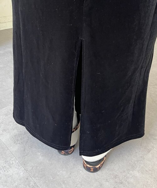 prose verse（プロズヴェール）の「ストレッチベロアナロースカート（スカート・レディース・ブラック・MEDIUM/LARGE/PM/PL/TM/TL）」の4枚目の写真