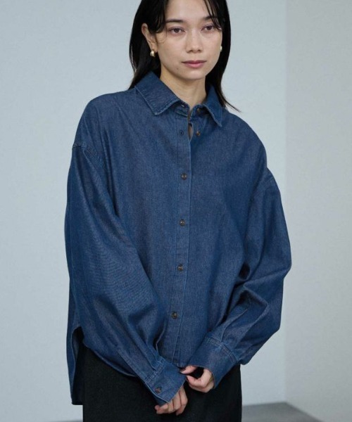 Mac-House（マックハウス）の「milli de l'air デニムボウタイシャツ（シャツ/ブラウス・レディース・ネイビー/ブルー・M）」の3枚目の写真