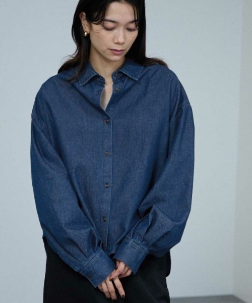 Mac-House（マックハウス）の「milli de l'air デニムボウタイシャツ（シャツ/ブラウス・レディース・ネイビー/ブルー・M）」の4枚目の写真