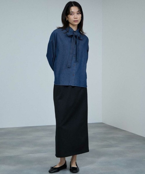 Mac-House（マックハウス）の「milli de l'air デニムボウタイシャツ（シャツ/ブラウス・レディース・ネイビー/ブルー・M）」の10枚目の写真