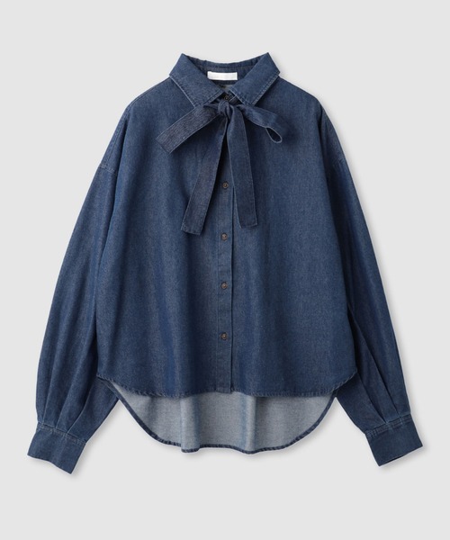 Mac-House（マックハウス）の「milli de l'air デニムボウタイシャツ（シャツ/ブラウス・レディース・ネイビー/ブルー・M）」の14枚目の写真