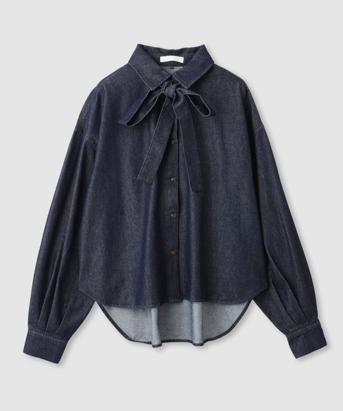 Mac-House（マックハウス）の「milli de l'air デニムボウタイシャツ（シャツ/ブラウス・レディース・ネイビー/ブルー・M）」の15枚目の写真