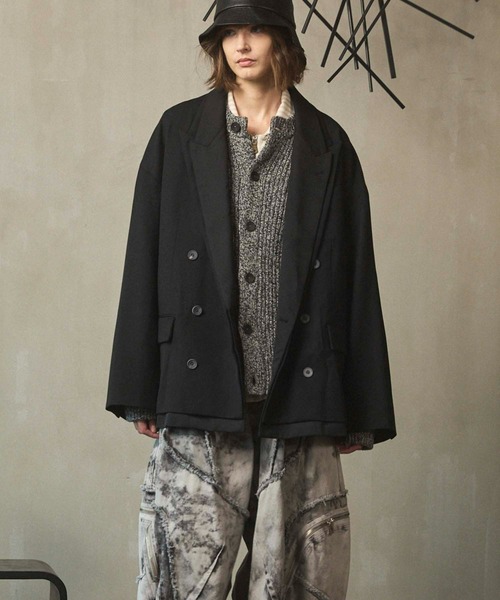 MAISON SPECIAL(メゾンスペシャル)の「《UNISEX》Prime-Over Layering Double Breasted Tailored Jacket/プライムオーバーレイヤリングダブルブレストテーラードジャケット【MAISON SPECIAL/メゾンスペシャル】(テーラードジャケット・メンズ・ブラック/チャコールグレー・0/1/2)」の3枚目の写真