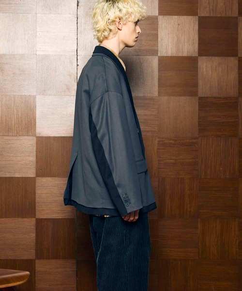 MAISON SPECIAL(メゾンスペシャル)の「《UNISEX》Prime-Over Layering Double Breasted Tailored Jacket/プライムオーバーレイヤリングダブルブレストテーラードジャケット【MAISON SPECIAL/メゾンスペシャル】(テーラードジャケット・メンズ・ブラック/チャコールグレー・0/1/2)」の21枚目の写真