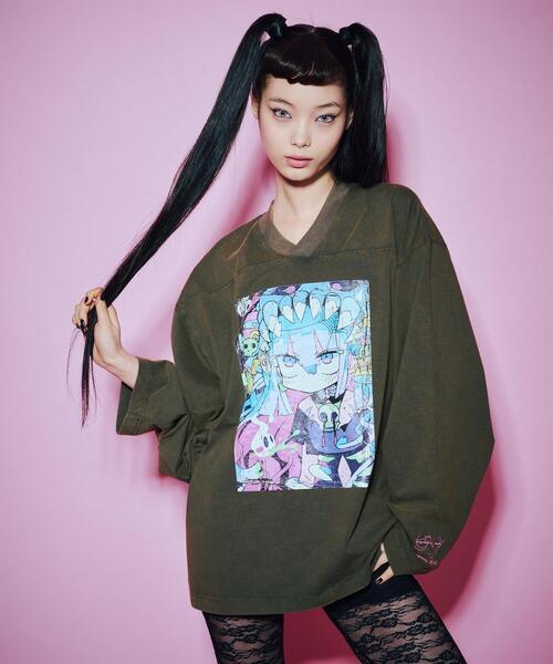 ANNA SUI NYC（アナ スイ エヌ ワイ シー）の「ANNA SUI NYC/アナ スイ エヌワイシー/『×寺田てら』TERAビッグロングスリーブ/15211343（Tシャツ/カットソー・レディース・ブラック/パープル・F）」の6枚目の写真