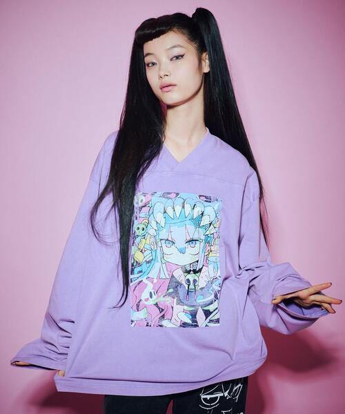 ANNA SUI NYC（アナ スイ エヌ ワイ シー）の「ANNA SUI NYC/アナ スイ エヌワイシー/『×寺田てら』TERAビッグロングスリーブ/15211343（Tシャツ/カットソー・レディース・ブラック/パープル・F）」の3枚目の写真