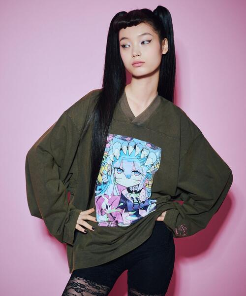 ANNA SUI NYC（アナ スイ エヌ ワイ シー）の「ANNA SUI NYC/アナ スイ エヌワイシー/『×寺田てら』TERAビッグロングスリーブ/15211343（Tシャツ/カットソー・レディース・ブラック/パープル・F）」の4枚目の写真