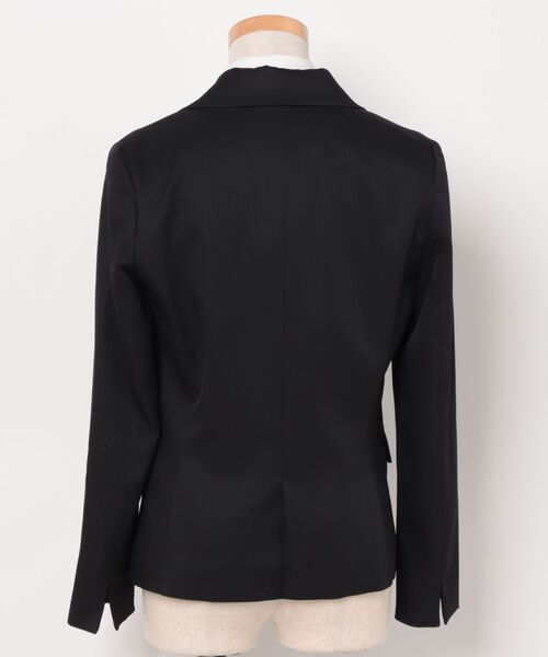 m.f.editorial（エムエフエディトリアル）の「【ストレッチ ウォッシャブル】m.f.エディトリアル レディース 1ボタンジャケット＋テーパードパンツ シャドーストライプ黒（スーツセット・レディース・ブラック・S/MEDIUM/LARGE/X-LARGE）」の3枚目の写真