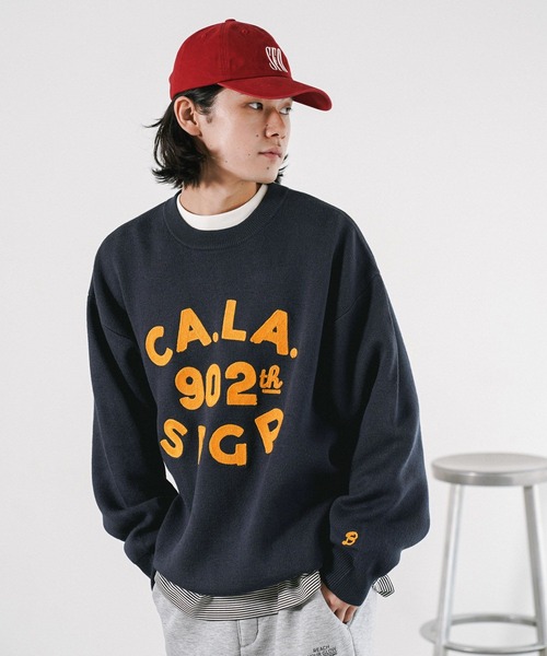 BAYFLOW（ベイフロー）の「刺繍ロゴニットプルオーバー（ニット/セーター・メンズ・ネイビー/ブラウン/オフホワイト・MEDIUM/LARGE）」の3枚目の写真