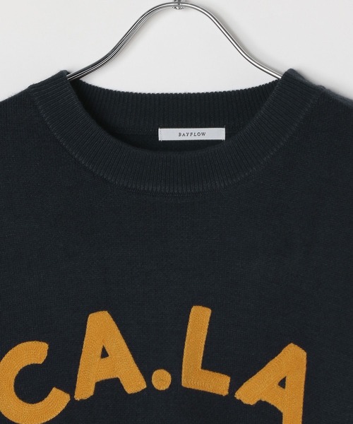BAYFLOW（ベイフロー）の「刺繍ロゴニットプルオーバー（ニット/セーター・メンズ・ネイビー/ブラウン/オフホワイト・MEDIUM/LARGE）」の8枚目の写真