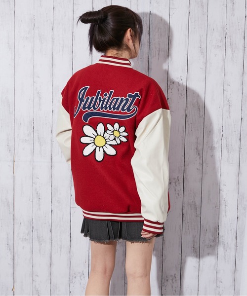 さくらさま専用スタジャン セール】《サガラ刺繍フラワー×ロゴ》レディース スタジャン カレッジ