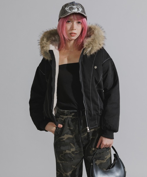 セール】【ファー取り外し可能】N2B-Style Faux Fur Hooded Blouson