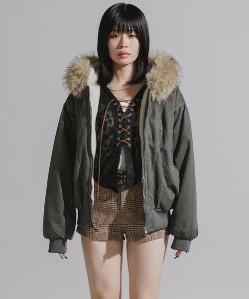 Chick（チック）の「【ファー取り外し可能】N2B-Style Faux Fur Hooded