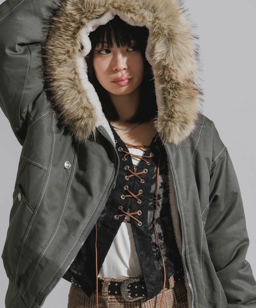 ファー取り外し可能】N2B-Style Faux Fur Hooded Blouson / N2B風