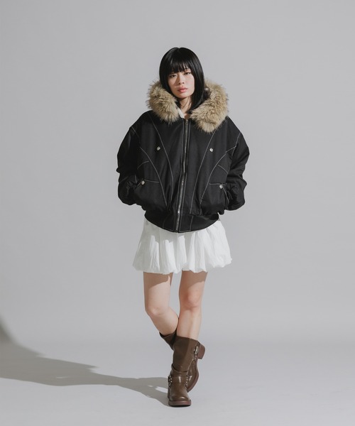 Chick（チック）の「【ファー取り外し可能】N2B-Style Faux Fur Hooded