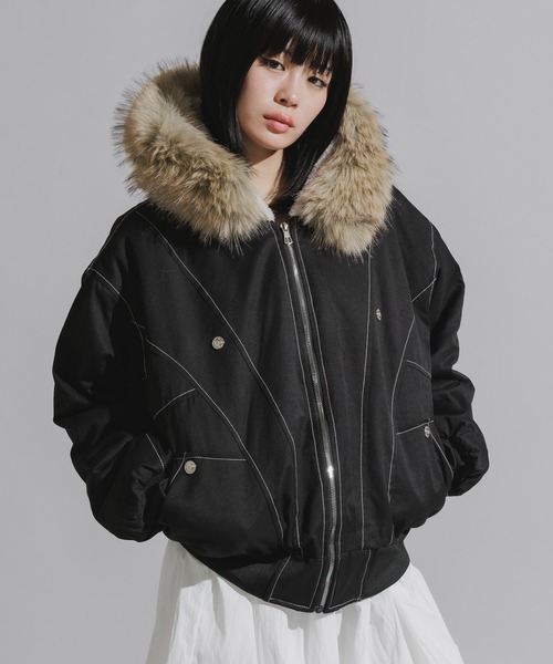 Chick（チック）の「【ファー取り外し可能】N2B-Style Faux Fur Hooded