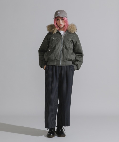 セール】【ファー取り外し可能】N2B-Style Faux Fur Hooded Blouson