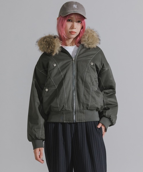 ファー取り外し可能】N2B-Style Faux Fur Hooded Blouson / N2B風