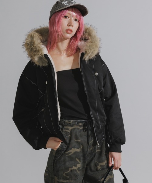 ファー取り外し可能】N2B-Style Faux Fur Hooded Blouson / N2B風