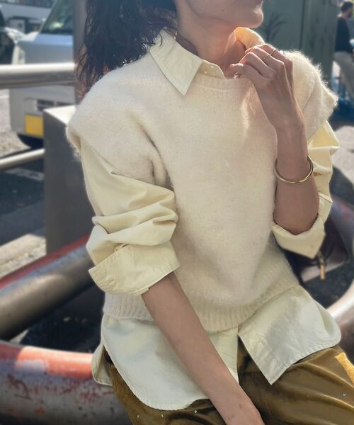 le.coeur blanc（ルクールブラン）の「《WEB限定アイテム》ソフトシャギーニットベスト（ベスト・レディース・ブラウン/パープル/ブルー/オレンジ/オフホワイト・38）」の6枚目の写真