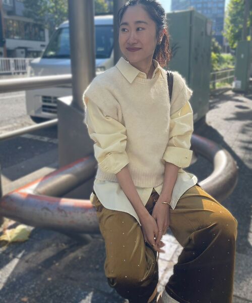 le.coeur blanc（ルクールブラン）の「《WEB限定アイテム》ソフトシャギーニットベスト（ベスト・レディース・ブラウン/パープル/ブルー/オレンジ/オフホワイト・38）」の7枚目の写真