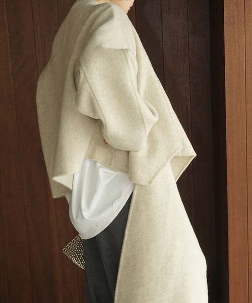 chuclla（チュクラ）の「ショートスタンドカラー クロスコート chw25a110（その他アウター・レディース・アイボリー・S/M）」の2枚目の写真