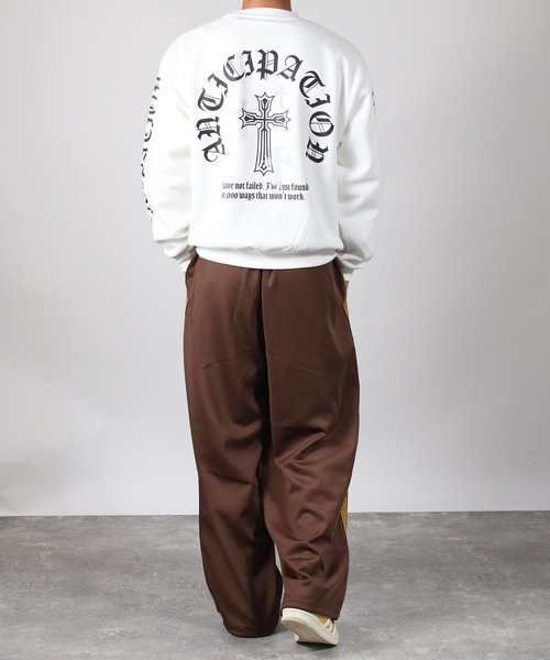 NYLAUS(ナイラス)の「【Nylaus】蜂刺繍 ライントラック ワイドパンツ バルーンパンツ ジャージ ユニセックス(その他パンツ・メンズ・アイボリー/ブラック/ブラウン・M/L)」の6枚目の写真